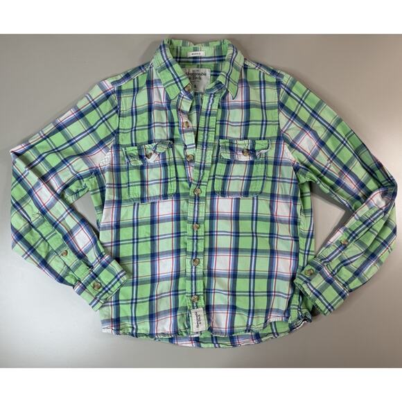 Abercrombie & Fitch Mens Muscle Fit Plaid Button Up Shirt Small Y2K Beachy - Picture 1 of 11
